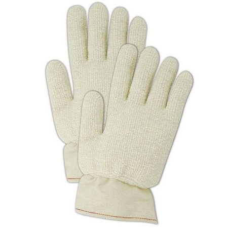 Magid Machine Knit Gloves, Band Top Cuff, Natural, 12 PK PT930RBT